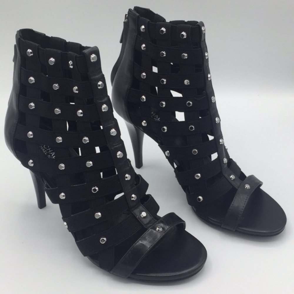 MK Michael Kors Black Shoes Sherry Studded Heels - Picture 4 of 7